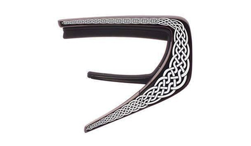 Thalia capo - Endless Knot Engraved Santos Rosewood on Celtic Etched Black Chrome